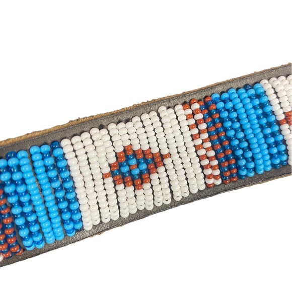 Aspiga Handcrafted Beaded Leather Boho 1.25” Belt - Picture 6 of 8